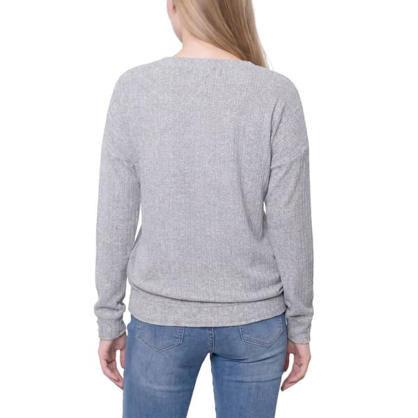 Womens NY Collection Long Sleeve Solid Rib Knit Sweater