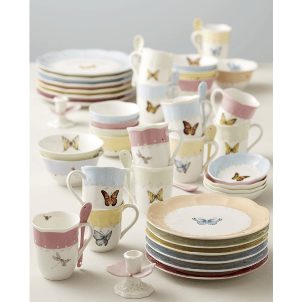 Lenox® Butterfly Meadow® Blue Mugs with Spoons - Set of 2