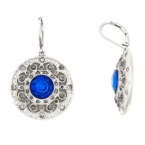 Roman Silver-Tone Large Circle Drop Earrings - image 