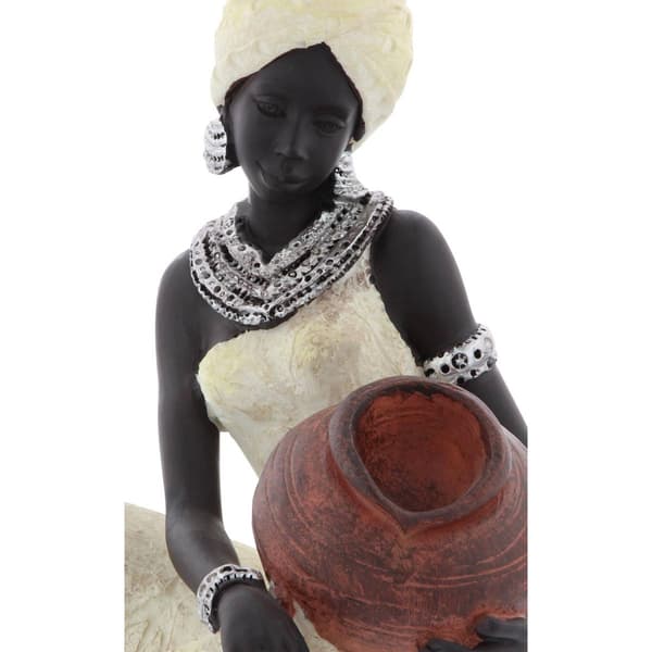 9th & Pike® Cream Polystone African Lady Sculpture