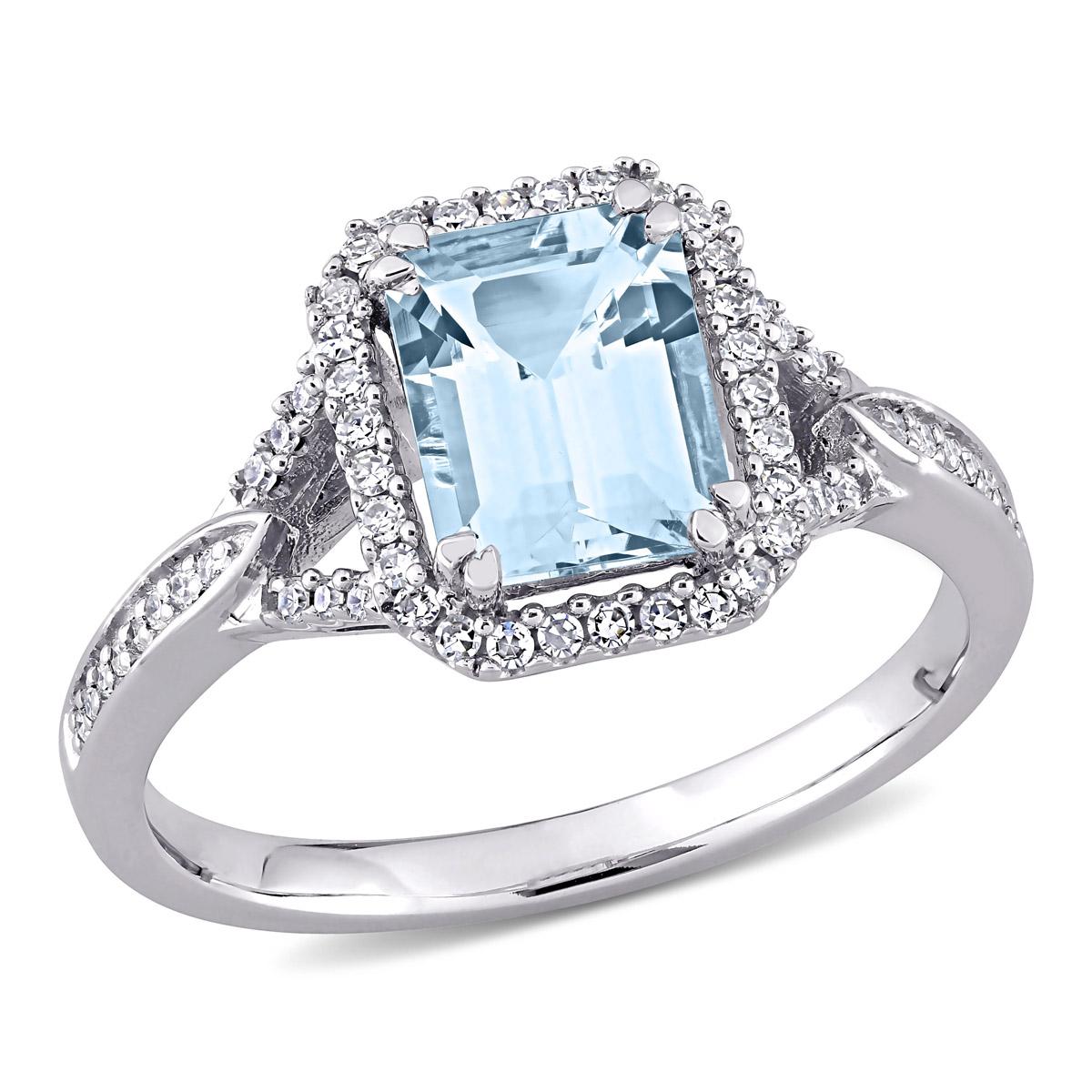 Gemstone Classics™ 14kt. White Gold Octagon Aquamarine...