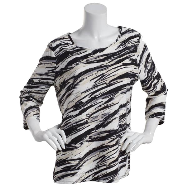 Womens Emily Daniels 3/4 Sleeve Print Jacquard Knit Tunic Top - image 