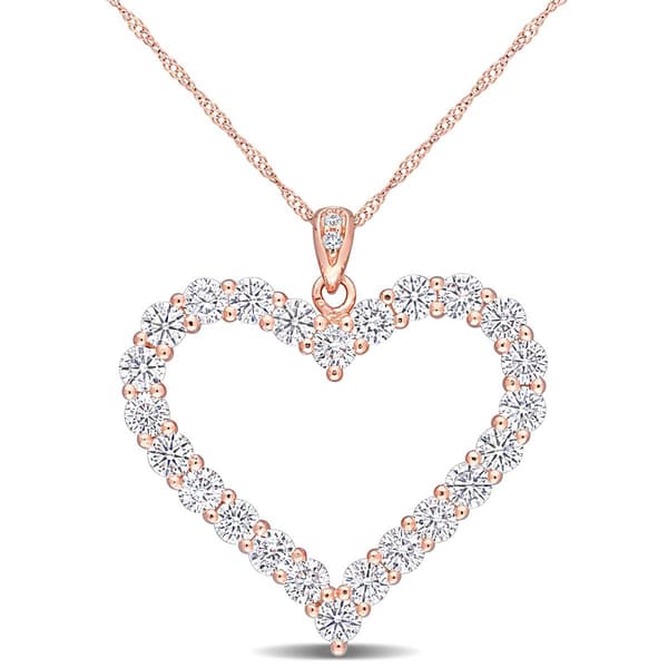 Sterling Silver 18kt. Rose Gold Dew Moissanite Pendant