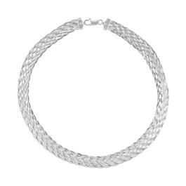 18in. 10 Strand Braided Sterling Silver Herringbone Necklace
