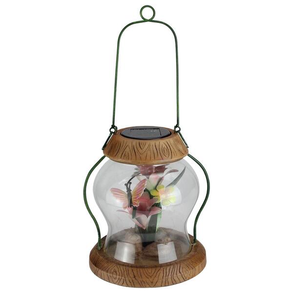 CC Outdoor Living LED Solar Powered Garden Lantern with Flowers - image 