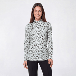 Petite Hasting & Smith Long Sleeve Mock Neck Bird Tee