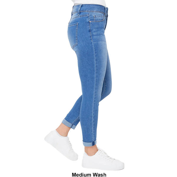 Womens Royalty No Muffin Top 2 Button Roll Cuff Skinny Jeans