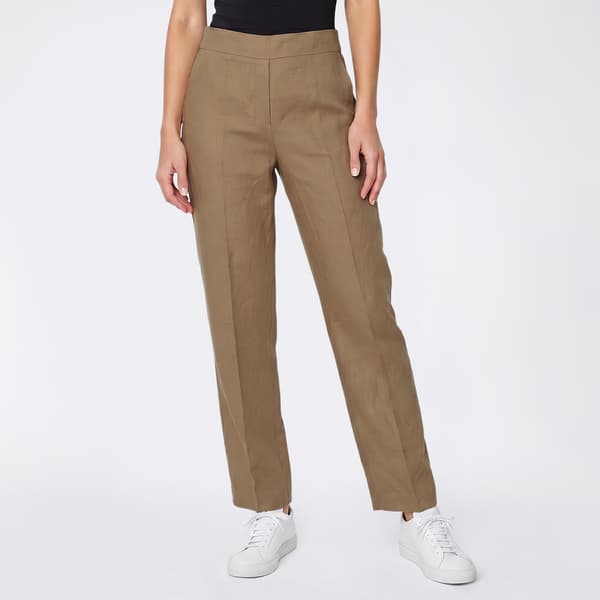 Womens Kasper Pull On Linen Straight Leg Dress Pants
