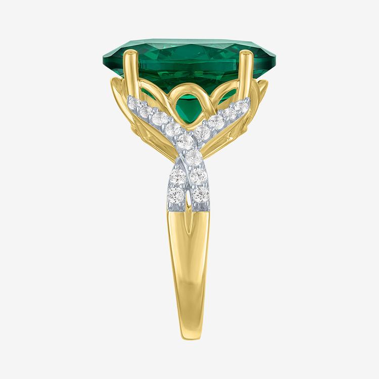 Gemstone Classics™ Lab Grown Emerald & Sapphire Oval Cocktail Ri
