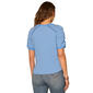 Womens Democracy Short Ruch Sleeve V Neck Stripe Blouse - image 2