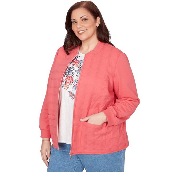Plus Size Alfred Dunner Austin Quilted Knit Zip Front Jacket
