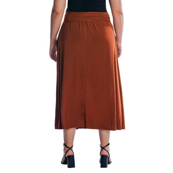 Plus Size 24/7 Comfort Apparel Foldover Waist A-Line Maxi Skirt