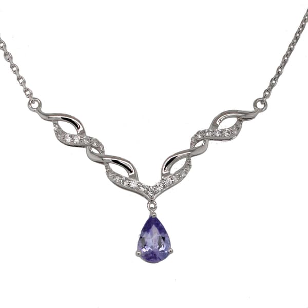 Precious Elegance&#40;tm&#41; Pear Tanzanite/Zircon Sterling Silver Pendant - image 