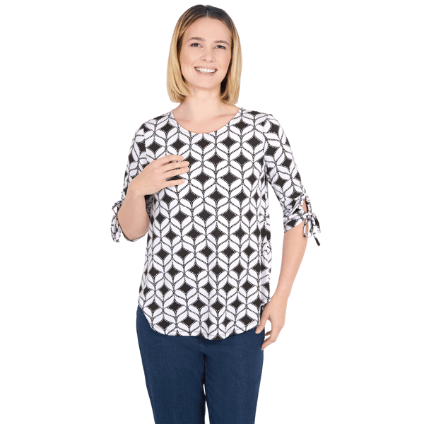 Plus Size Ruby Rd. Larky Lark Geometric Puff Print Knit Top - image 