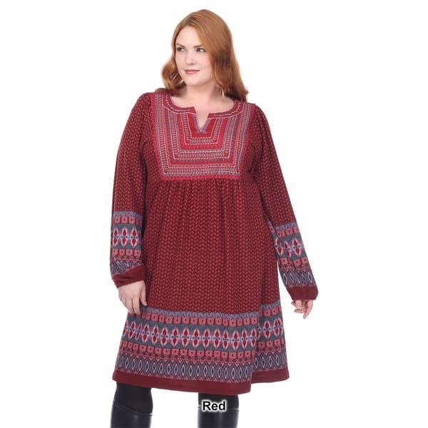 Plus Size White Mark Atarah Embroidered Sweater Dress