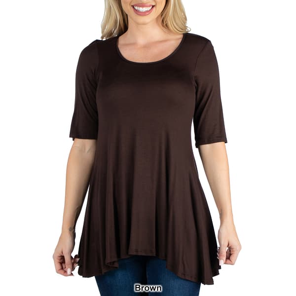 Womens 24/7 Comfort Apparel Elbow Sleeve Swing Tunic