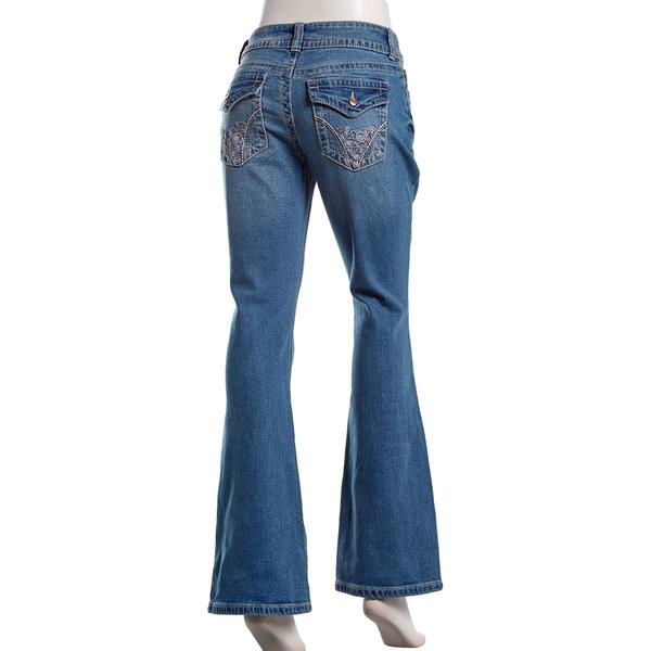 Juniors Celebrity Pink Back Flap Flare Jeans