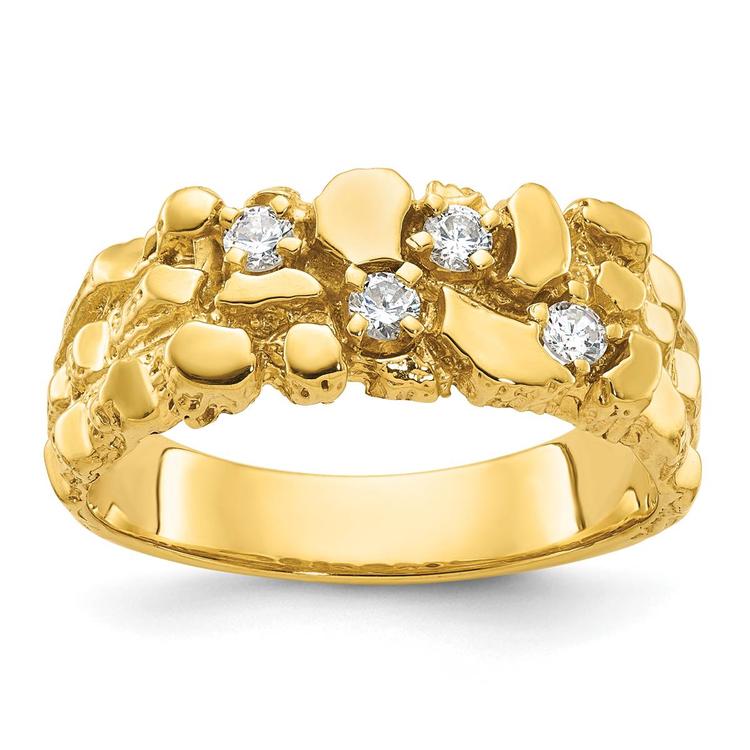Mens Gentlemens Classics(tm) 14kt. Gold 1/4ct. Diamond Nugget Ring