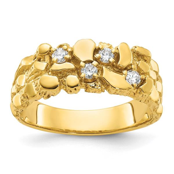 Mens Gentlemens Classics(tm) 14kt. Gold 1/4ct. Diamond Nugget Ring - image 