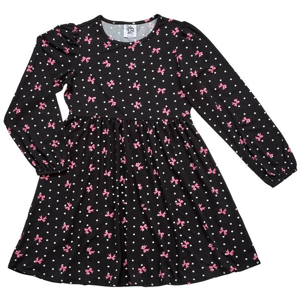 Girls (4-6x) Jolie & Joy Bow Dot Black Puff Sleeve Yummy Dress - image 