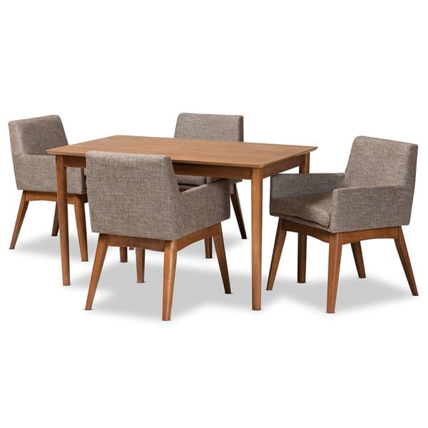 Baxton Studio Dorina Mid-Century Modern Fabric 5-Piece Dining Set