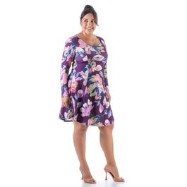 Plus Size 24/7 Comfort Apparel Floral Knee Length Dress