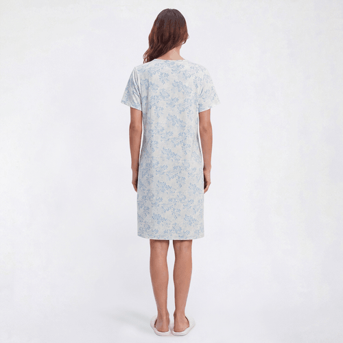 Womens Elegant Dreams Short Sleeve Cotton Floral Nightgown