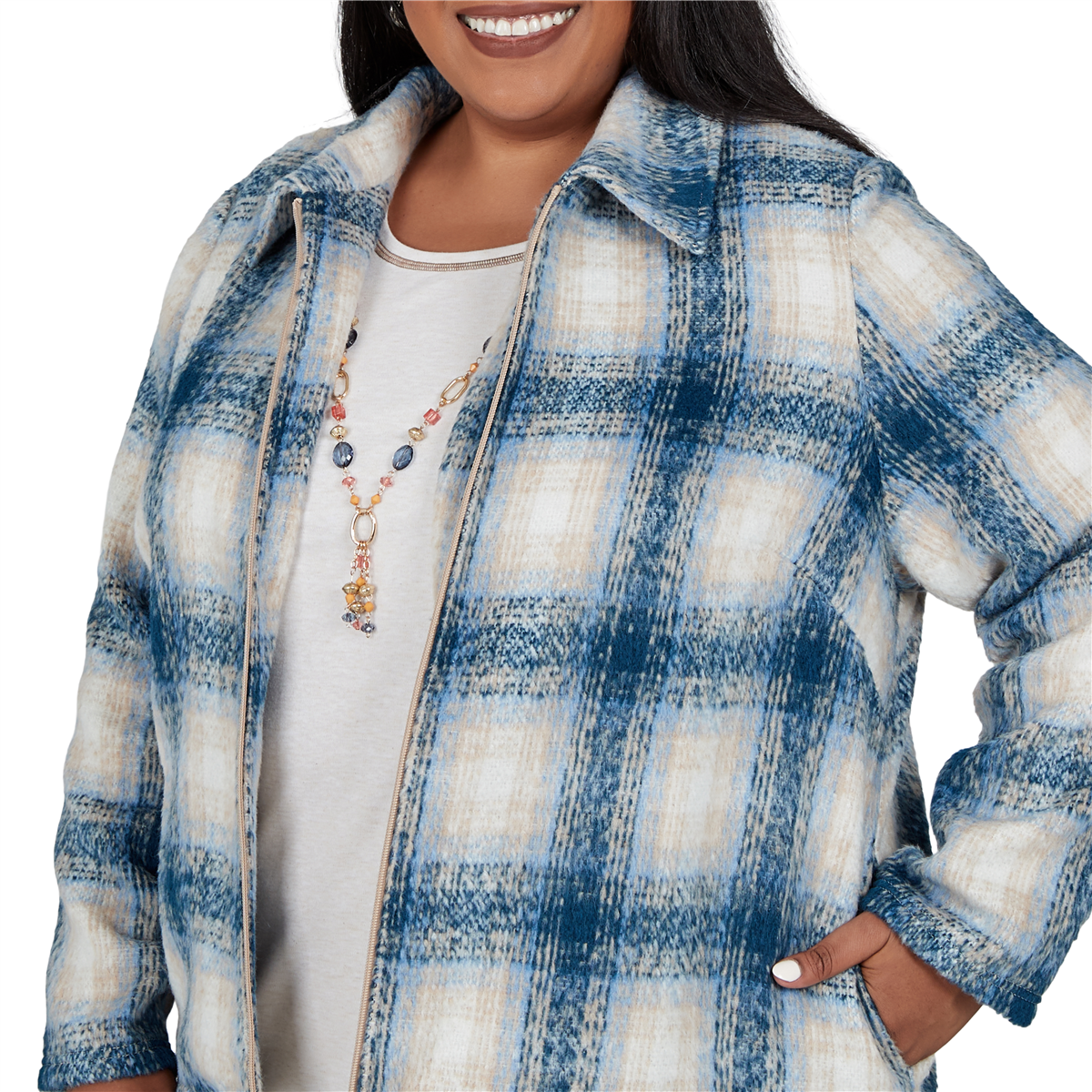 Plus Size Alfred Dunner Sunset Ridge Plaid Zip Front Jacket