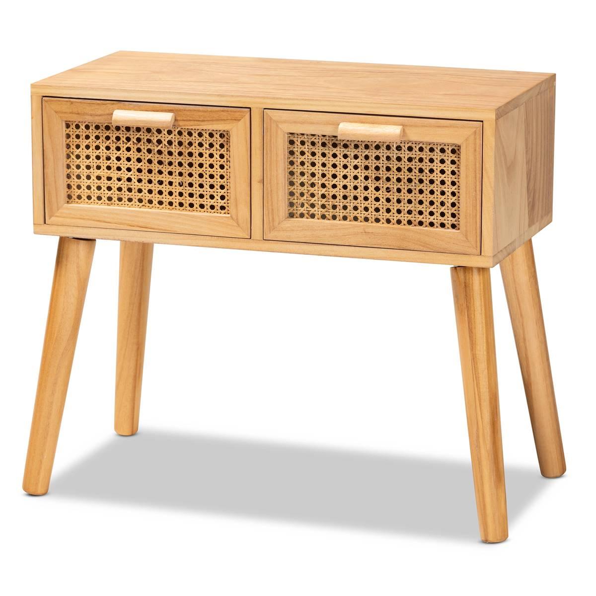 Baxton Studio Falan Oak Brown Wood 2-Drawer Console Table
