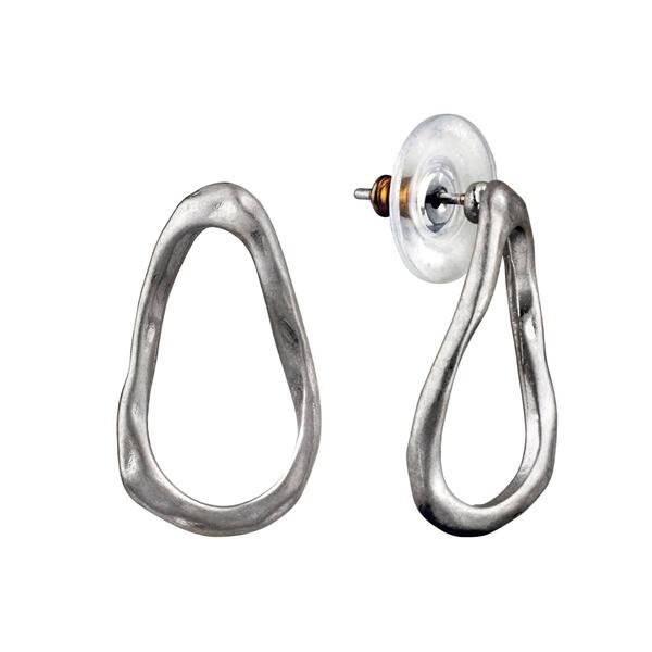 Bella Uno Silver Oval Drop Earrings - image 