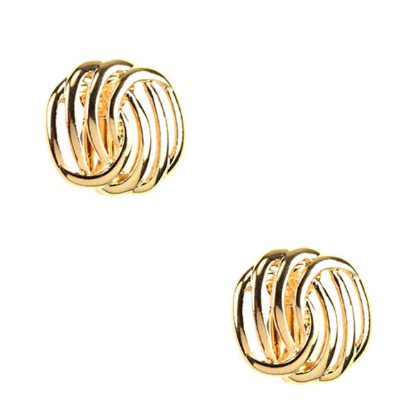 Napier Gold-Tone Button Clip On Stud Earrings - image 