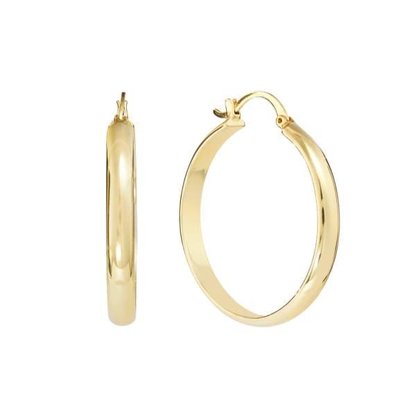 30mm Gold Over Brass Polished Hoop Earrings