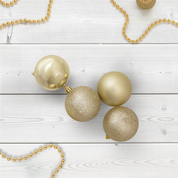 Northlight 16ct. Champagne Gold 4-Finish Christmas Ornaments