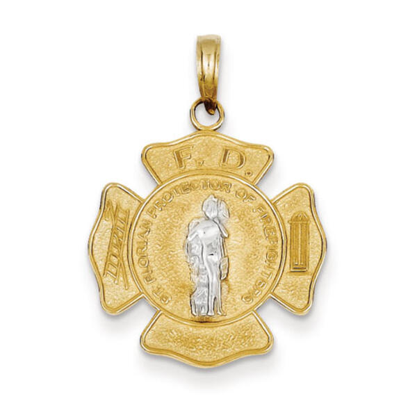 Unisex Gold Classics&#40;tm&#41; Two Tone St. Florian Medal Pendant - image 