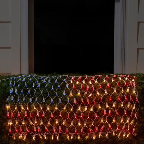 Northlight Seasonal 2' x 2.75' American Flag Mini Net Lights