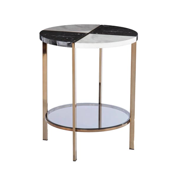 Southern Enterprises Cortinada Round Faux Marble End Table