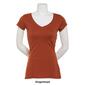 Juniors Aveto Short Sleeve V-Neck Soft Stretch Knit Solid Top - image 4