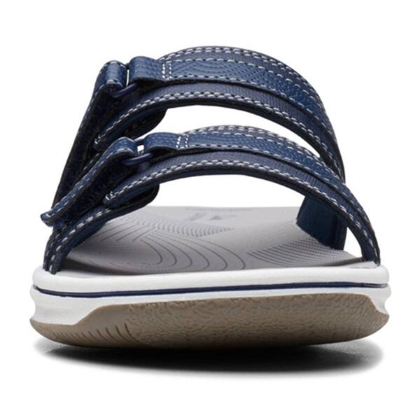 Womens Clarks&#174; Breeze Piper Navy Slide Sandals