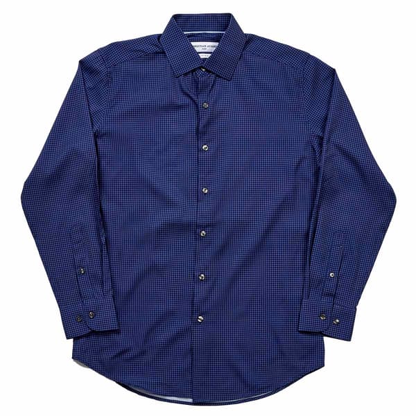 Mens Christian Aujard Fitted Dress  Shirt - Navy Grid - image 