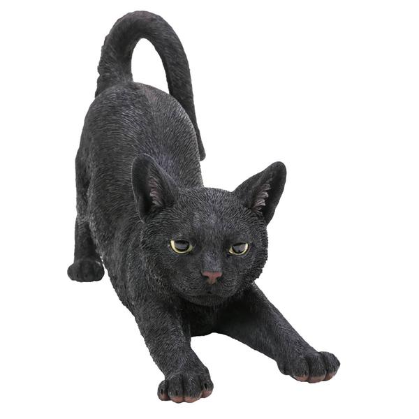 Hi-Line Gift Black Cat Stretching Garden Statue