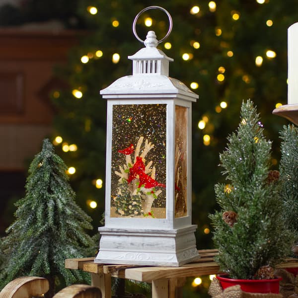 Northlight Seasonal Brushed Silver Christmas Cardinals Snow Globe