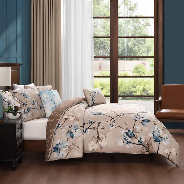 Bebejan® Blue Blossom Cotton 5pc. Reversible Comforter Set