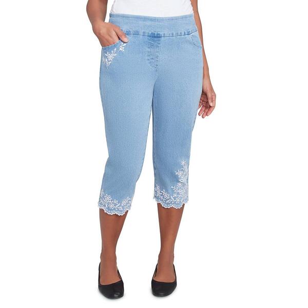Womens Alfred Dunner Flower Power Floral Embroidery Capris - image 