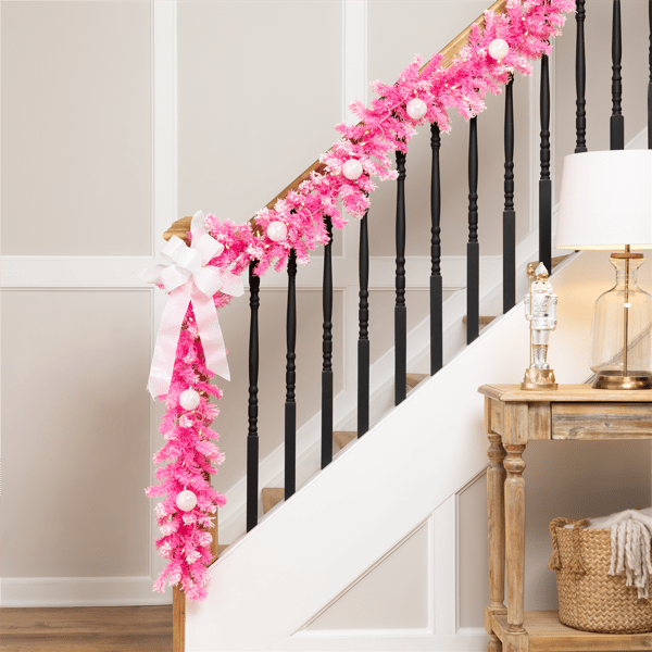 Northlight 9ft. Pink Artificial Flocked Pine Christmas Garland