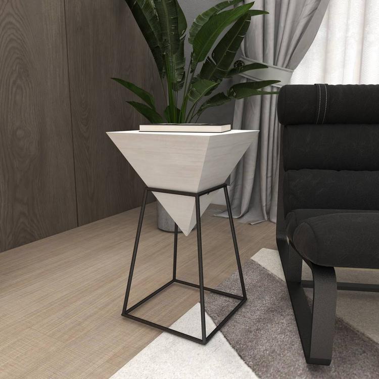 9th & Pike® White Metal and Wood Modern Accent Table