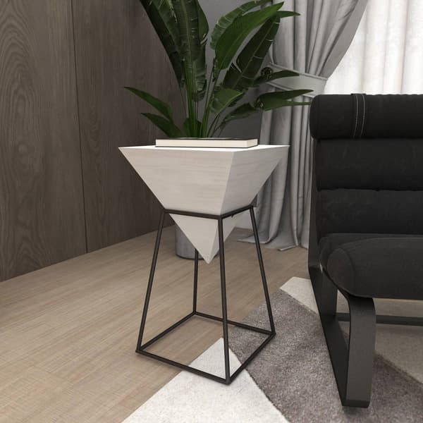 9th & Pike&#174; White Metal and Wood Modern Accent Table