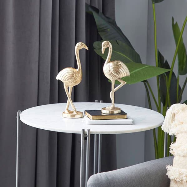 9th & Pike&#174; Gold Metal Flamingo Sculptures - Set of 2