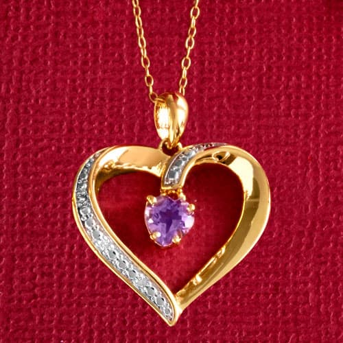 Gemstone Classics™ Sterling Silver February Heart Necklace