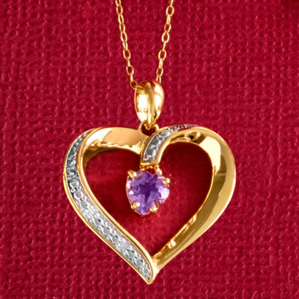 Gemstone Classics&#40;tm&#41; Sterling Silver February Heart Necklace - image 