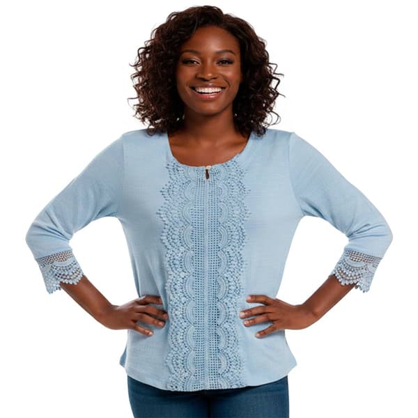 Womens Thomas & Olivia 3/4 Sleeve Keyhole Lace Accent Blouse